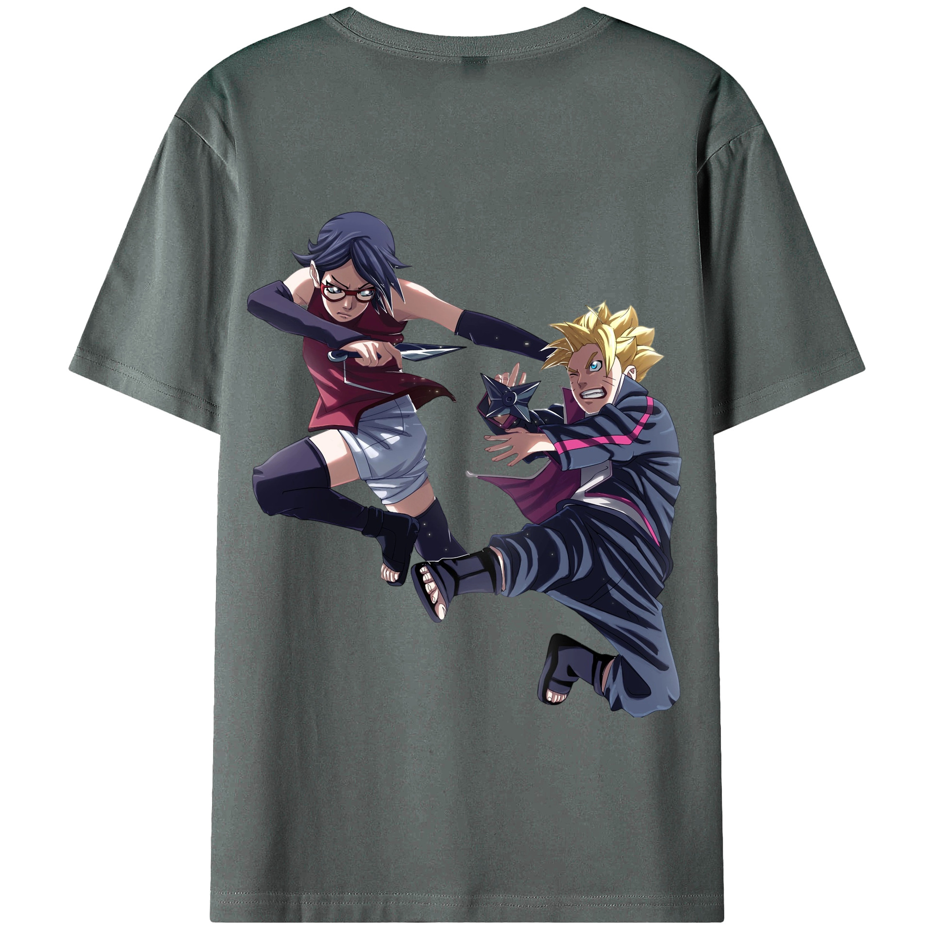 （画像用） NARUTO -ナルト- うちは サラダ Uchiha Sarada 綿100％半袖Tシャツ（背面プリント）